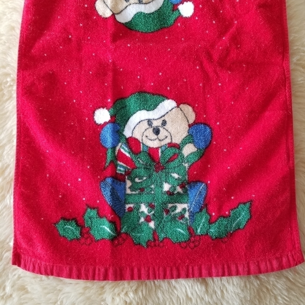 Vintage Holiday Teddy Bear Christmas Hand Wash Towels - Picture 5 of 9
